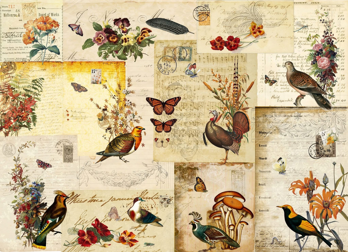 Fall Flock Masterboard - Roycycled Decoupage Paper FREE SHIPPING