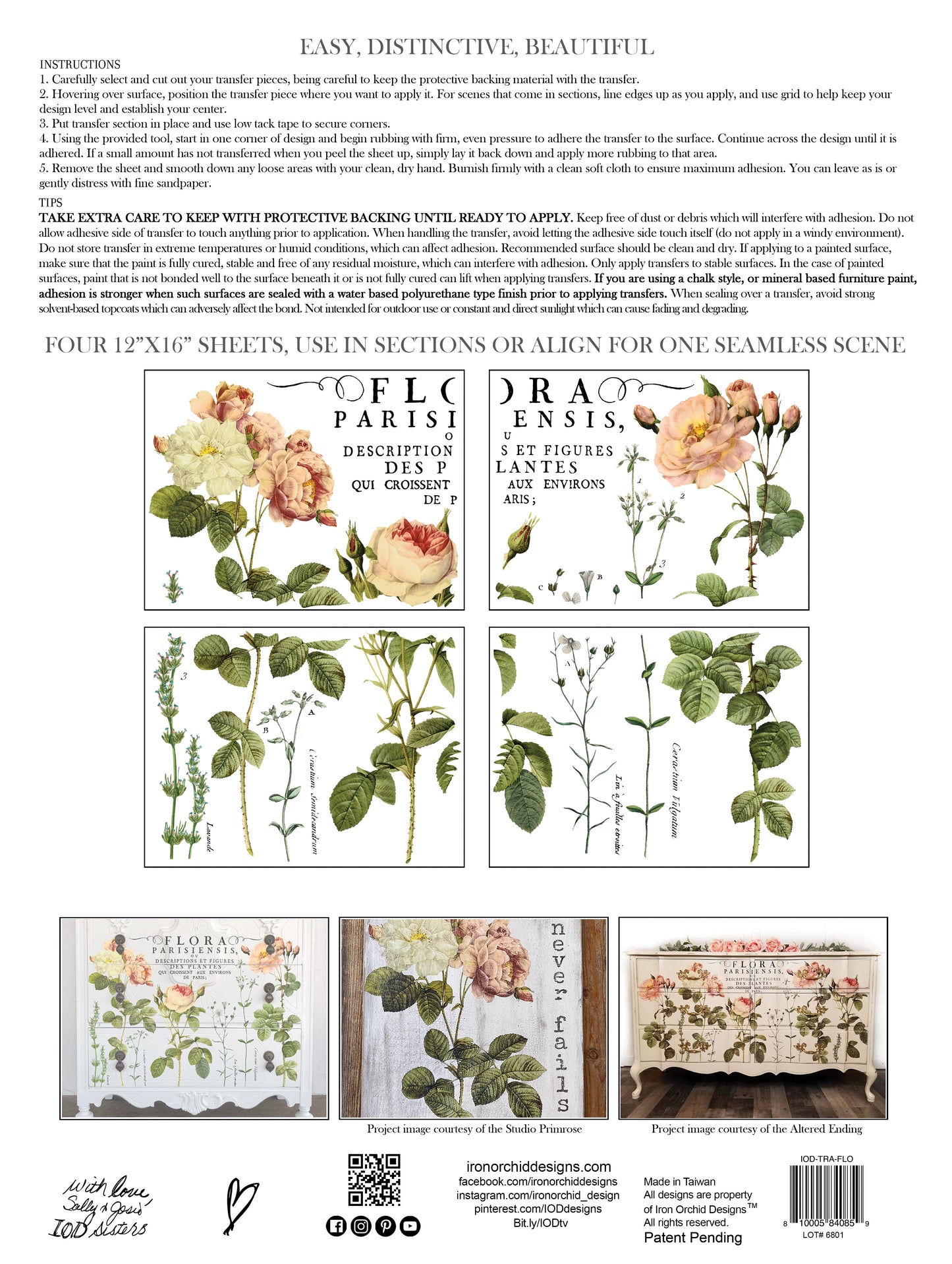 Transfer | FLORA PARISIENSIS | IOD Iron Orchid Designs
