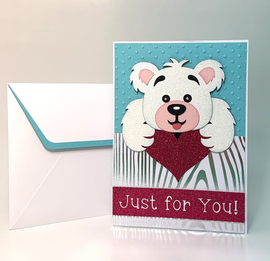 ALL OCCASION - Teddy Bear Just for You Card (Choice of Color)
