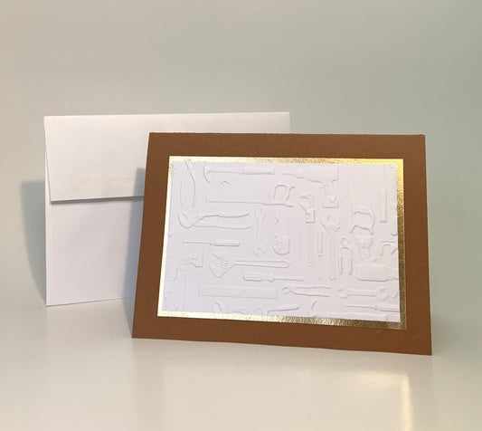 ALL OCCASION - Tools Embossed Card (Blank Inside) - Choice of Color