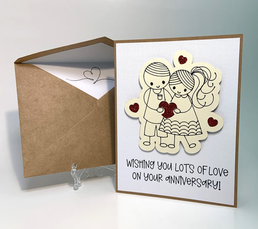 ANNIVERSARY - Lots of Love Glitter Hearts Card