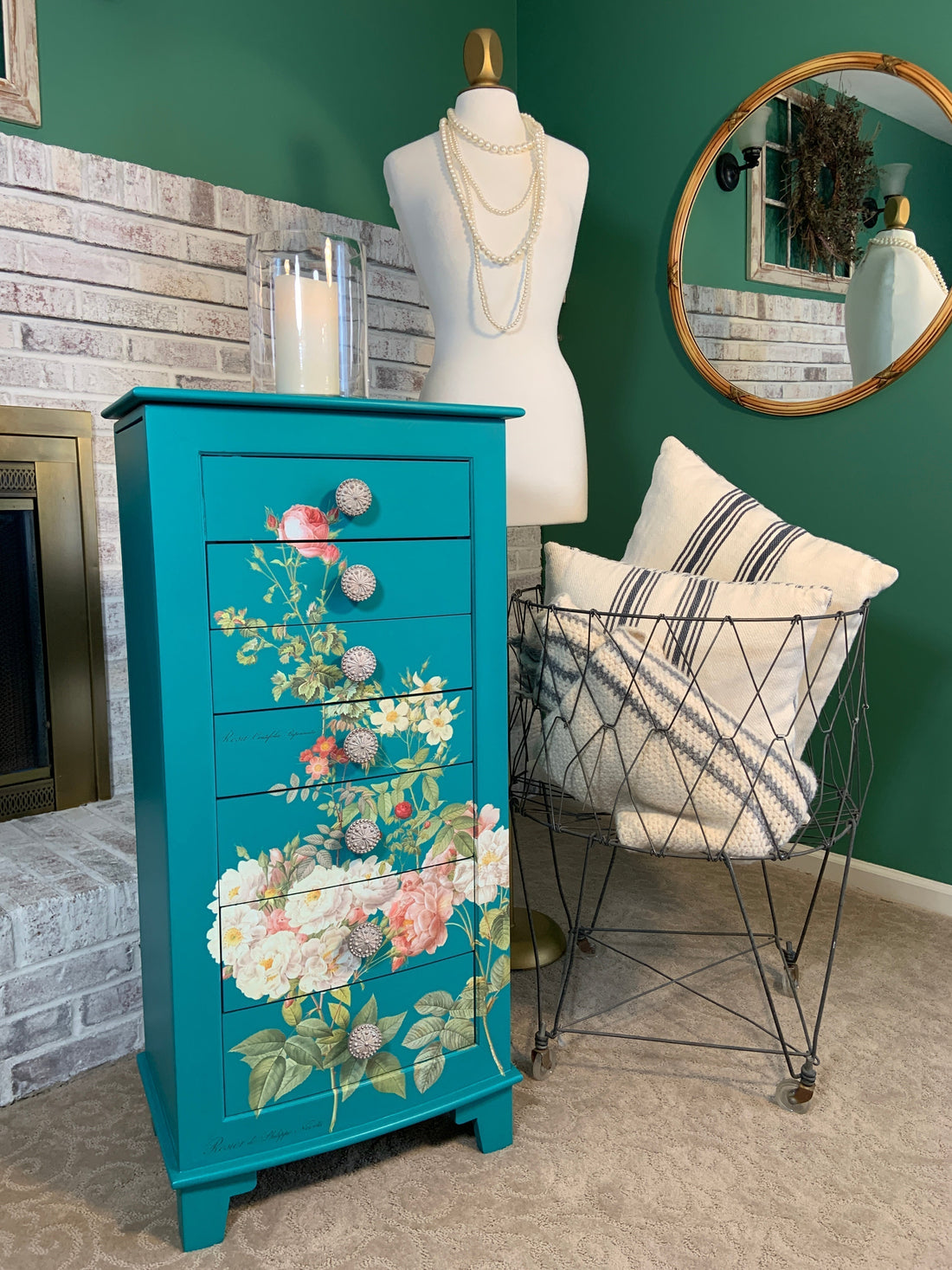 Vintage Jewelry Armoire Makeover: From Yard Sale Find to Floral Showpiece