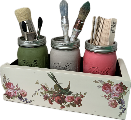 Painting Class - Wood Box with 3 Glass Jars (Register by March 22)