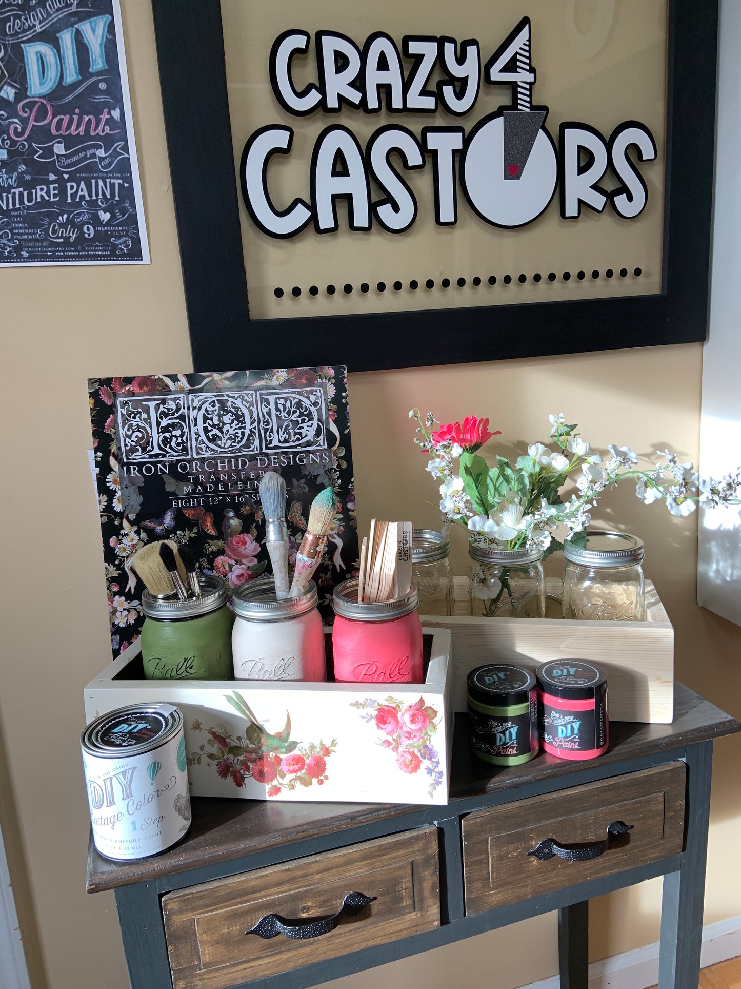 Painting Class - Wood Box with 3 Glass Jars - Date to be provided upon signup