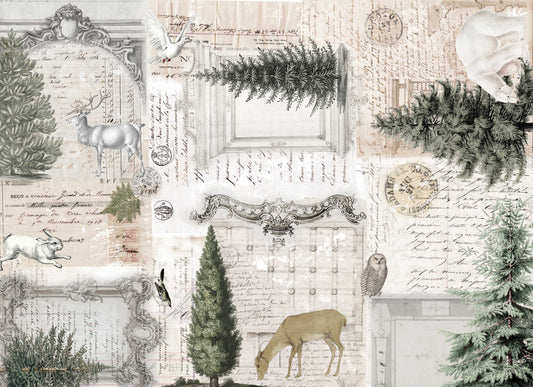 Neutral Christmas Masterboard - Roycycled Decoupage Paper FREE SHIPPING