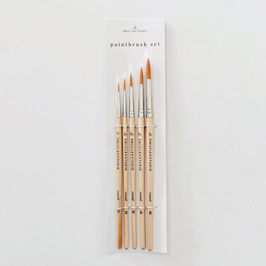 Emily Lex Studio | Watercolor Paintbrush Set of Five Wood Brushes