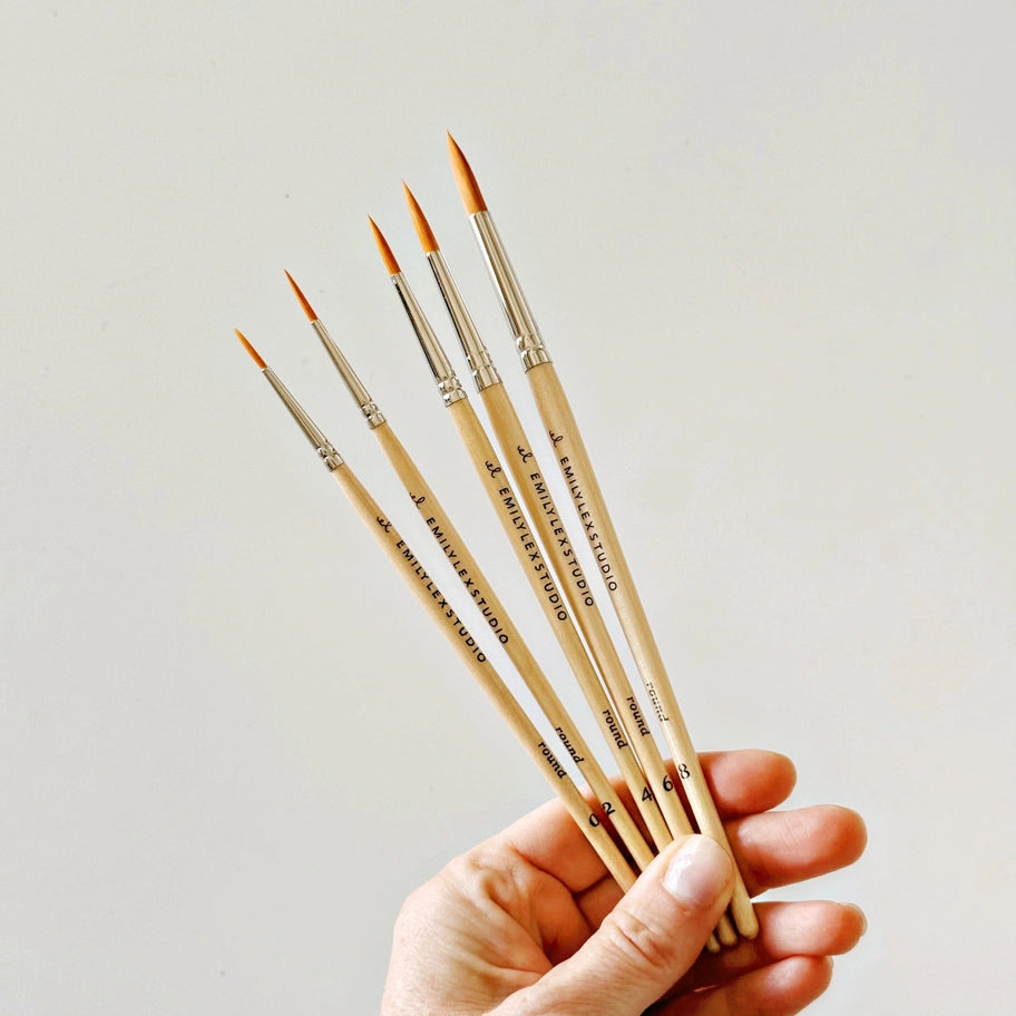 Emily Lex Studio | Watercolor Paintbrush Set of Five Wood Brushes