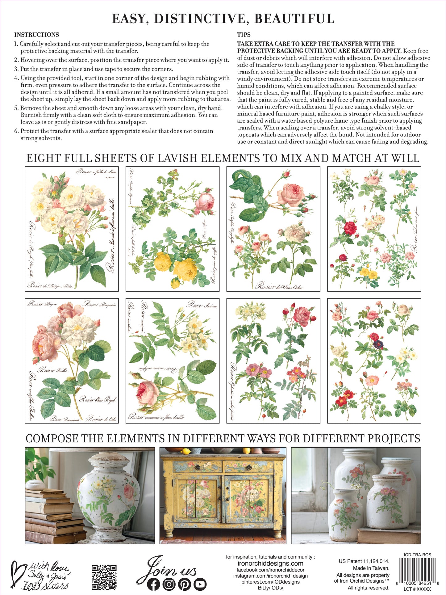 Transfer | ROSE BOTANICAL | IOD Iron Orchid Designs