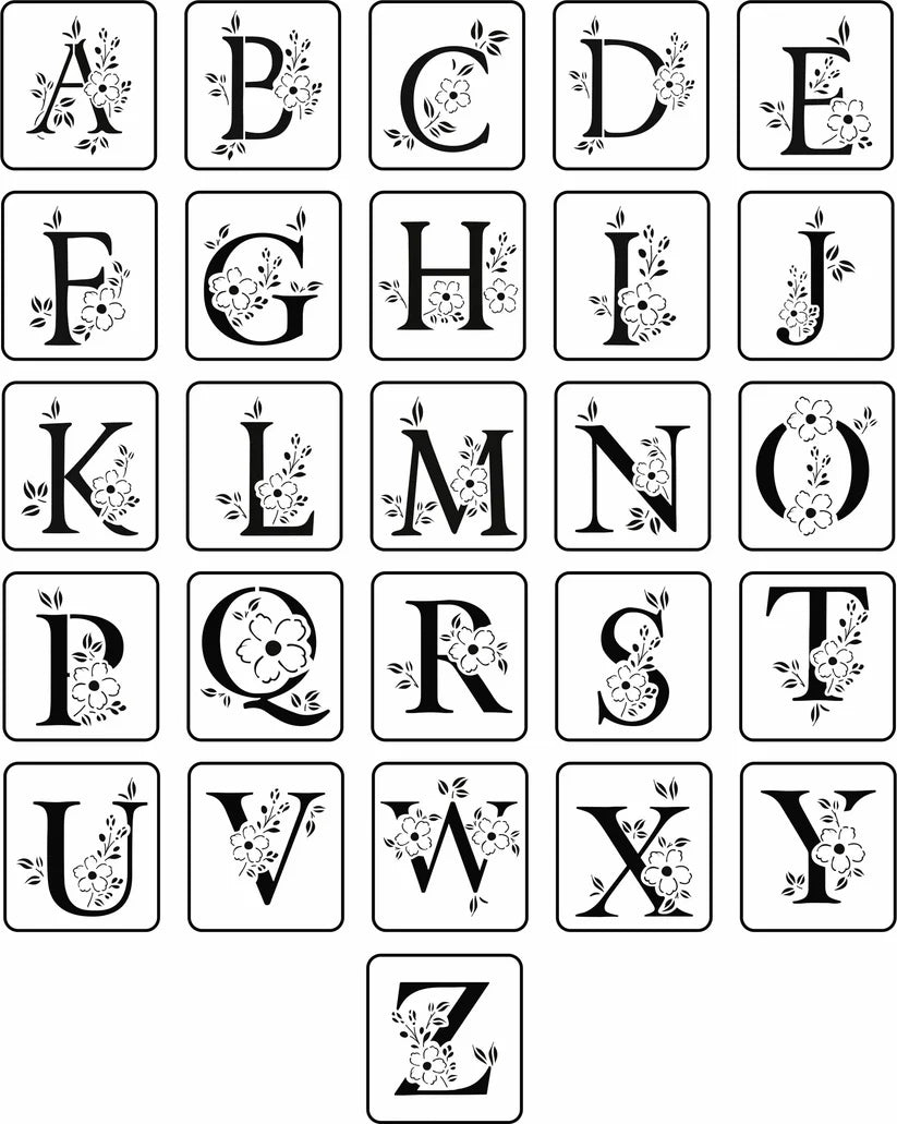 FLORAL MONOGRAM ALPHABET | JRV Stencils