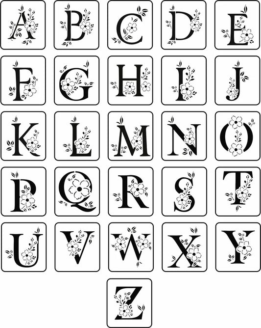 FLORAL MONOGRAM ALPHABET | JRV Stencils