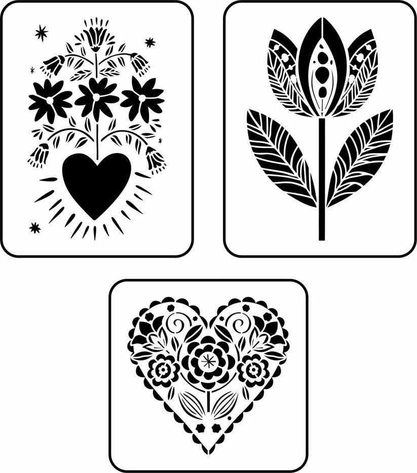 FOLK ART FLORAL | JRV Stencils Designed by Debi from Debi's Design Diary