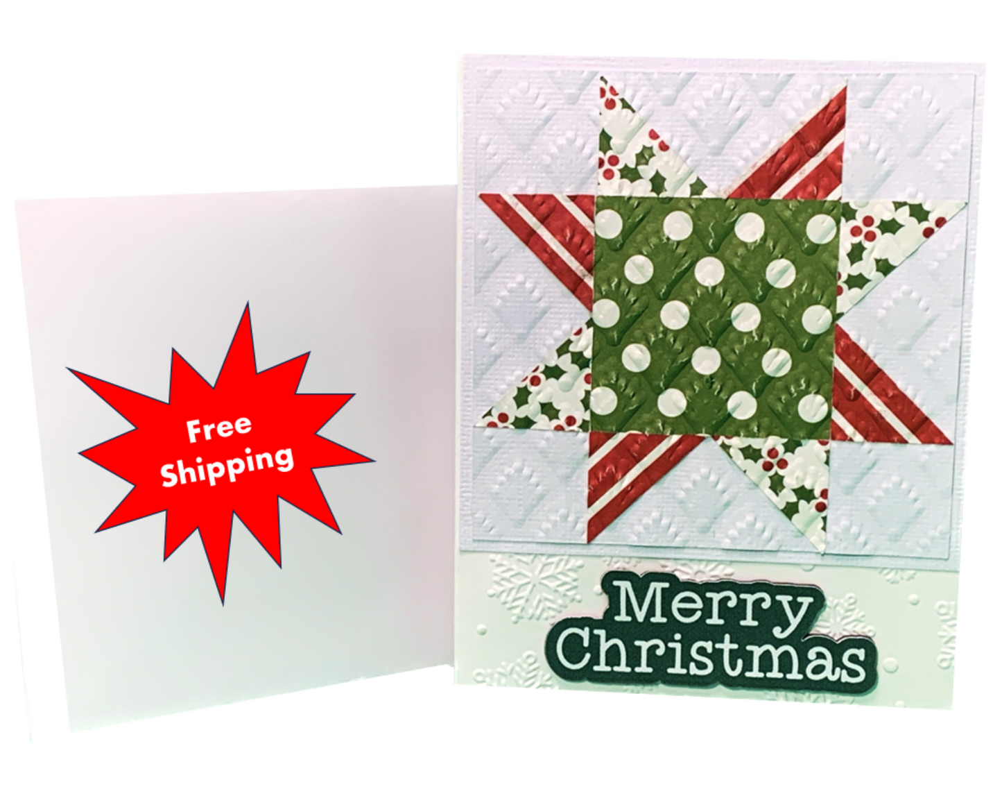 Christmas Card - Holly & Red Stripe Star