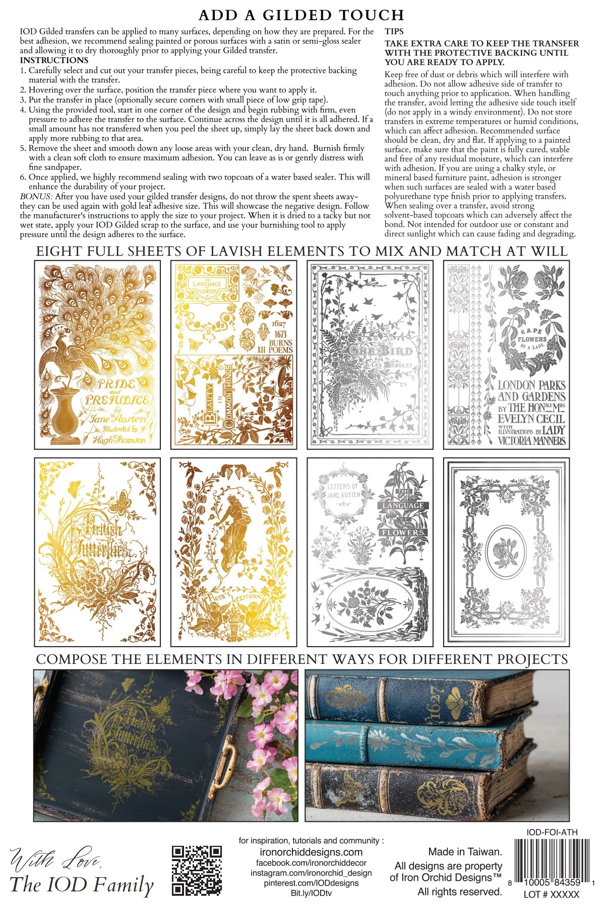 PRE-ORDER Gilded Transfer | ATHENAEUM | IOD Iron Orchid Designs
