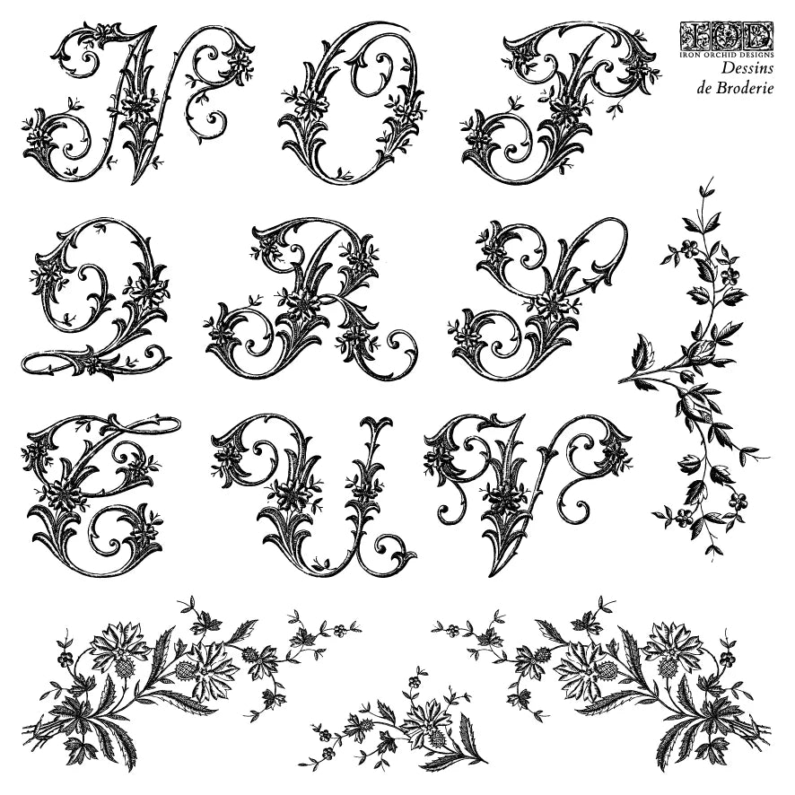 PRE-ORDER Stamp | DESSINS DE BRODERIE | IOD Iron Orchid Designs