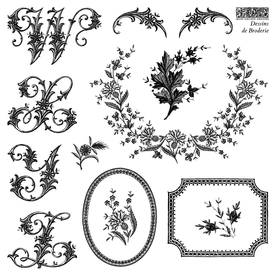 PRE-ORDER Stamp | DESSINS DE BRODERIE | IOD Iron Orchid Designs