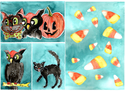 Retro Halloween by Lexi Grenzer - Roycycled Decoupage Paper FREE SHIPPING