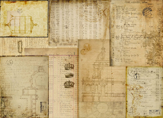 Warm Typography Masterboard - Roycycled Decoupage Paper FREE SHIPPING