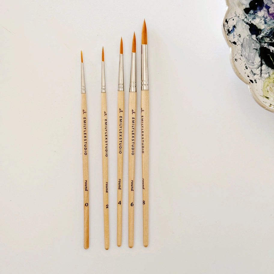 Emily Lex Studio | Watercolor Paintbrush Set of Five Wood Brushes