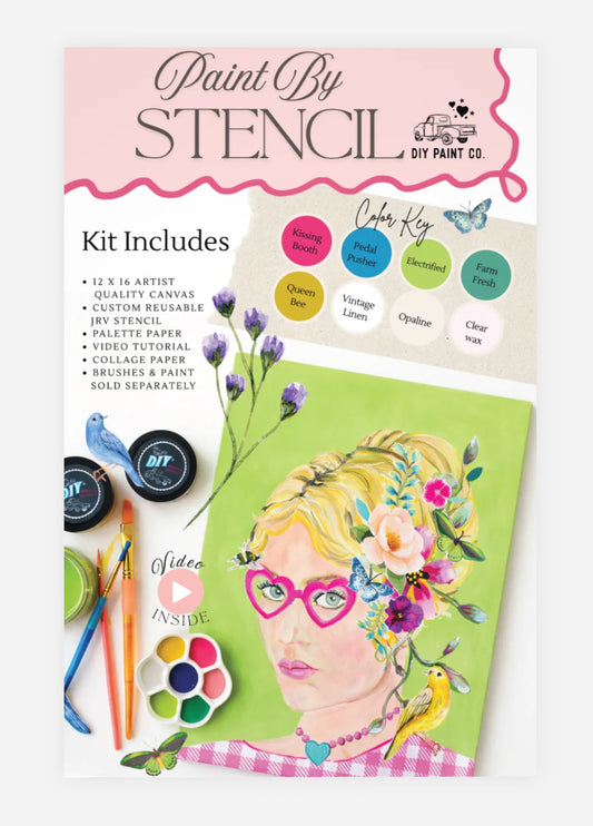 DIY Paint by Stencil Mixed Media Canvas and Collage Set
